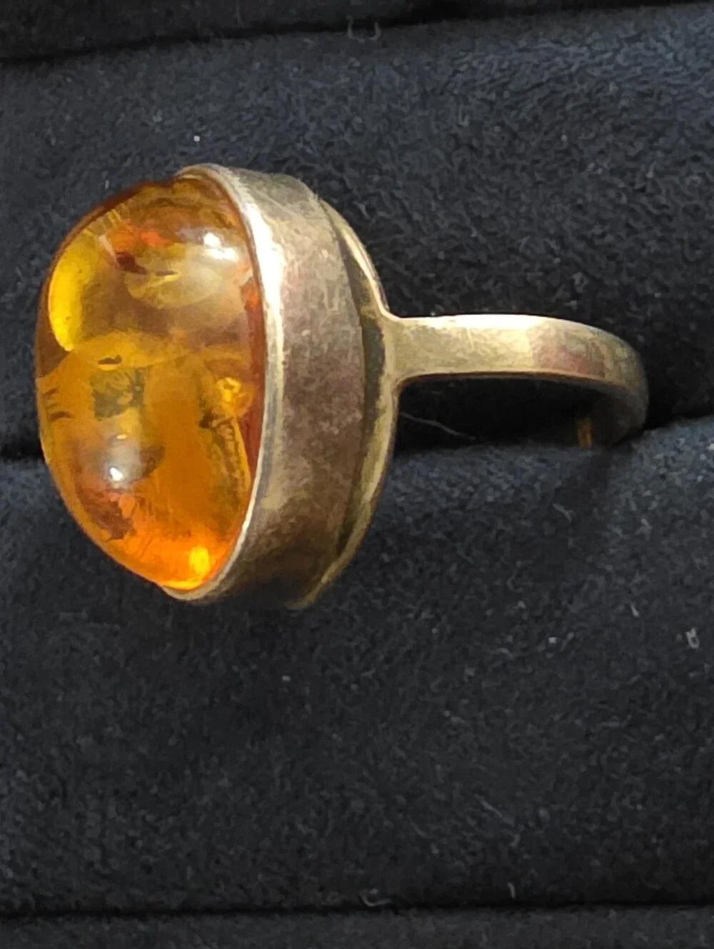 Sterling Silver Amber Ring (Vintage)